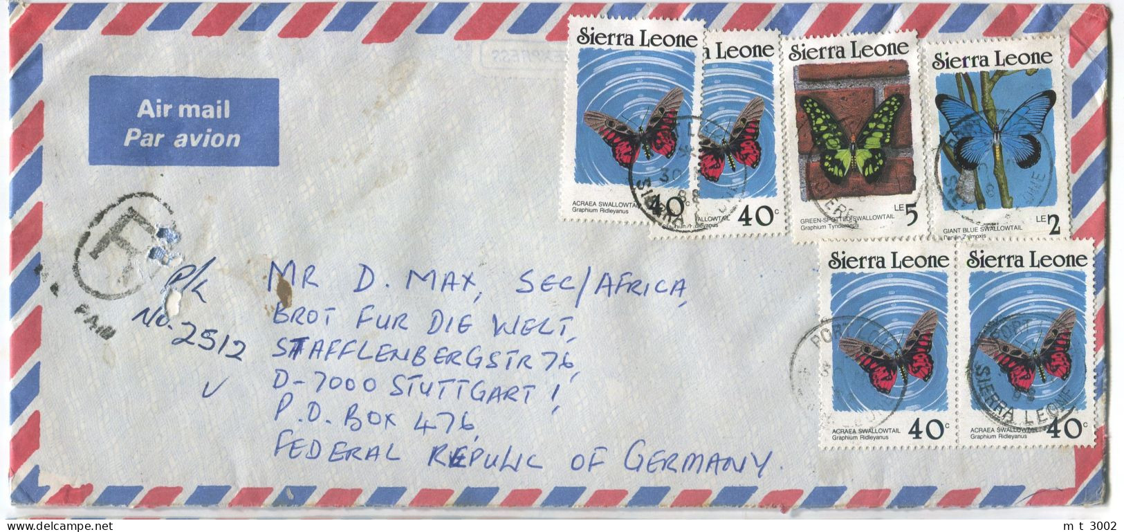 Registered Cover Sierra Leone 1988 Port Loko Butterfly - Sierra Leone (1961-...)