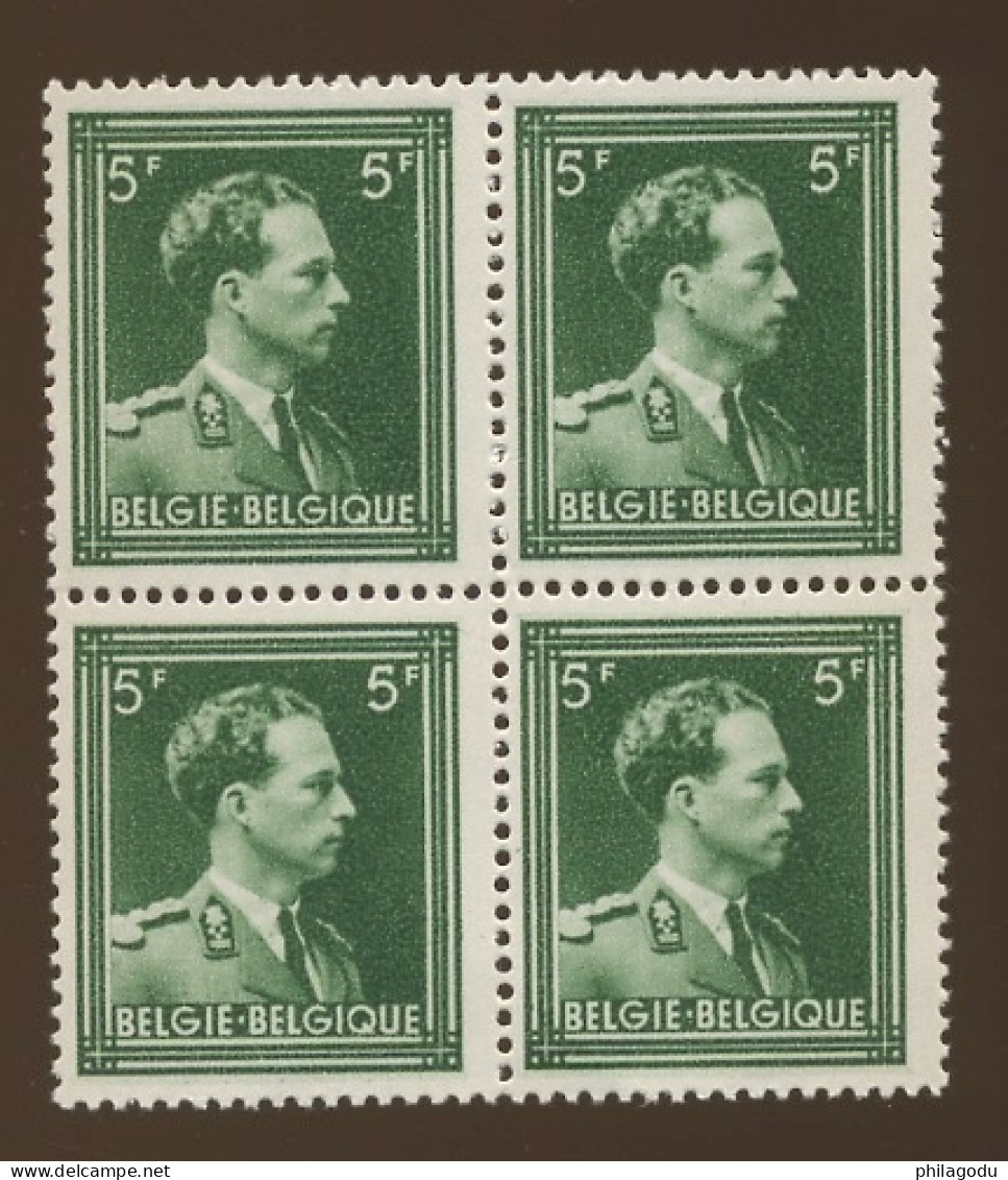 4 X 646 ** 5F Vert Léopold III.  Cote  36-€  Postfris - Other & Unclassified