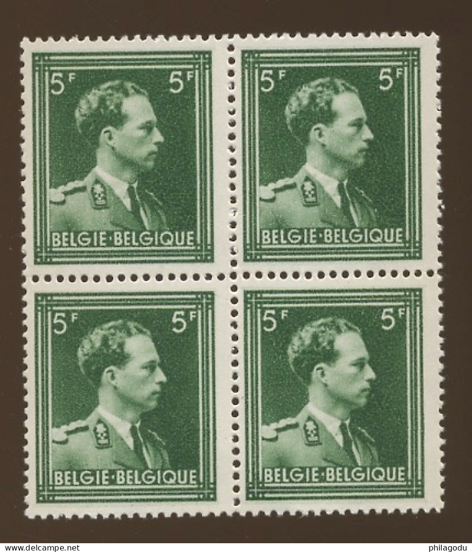 4 X 646 ** 5F Vert Léopold III.  Cote  36-€  Postfris - Sonstige & Ohne Zuordnung