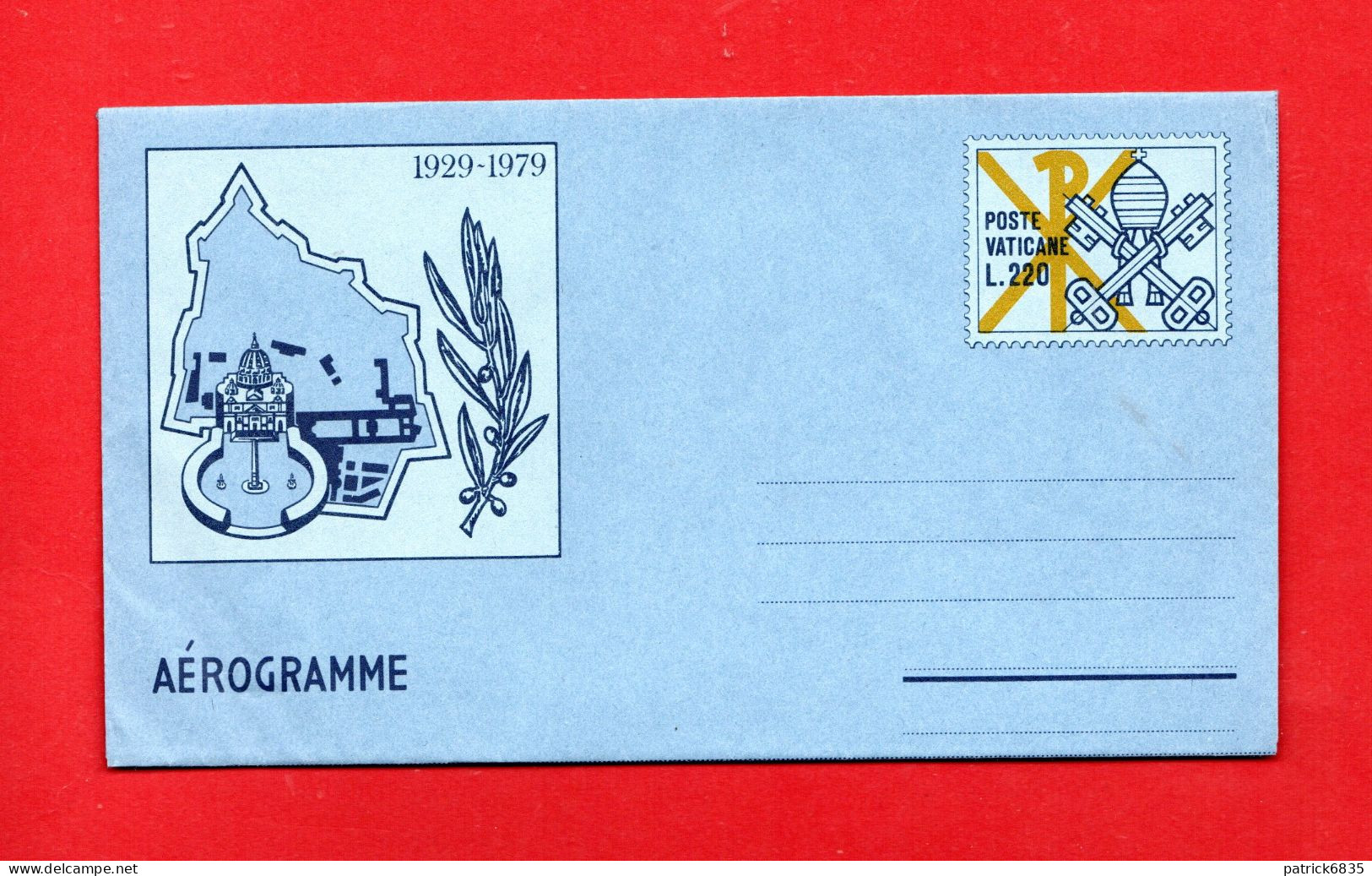 1979 **VATICANO - Aerogramma. 50° Dello STATO. - Postal Stationeries