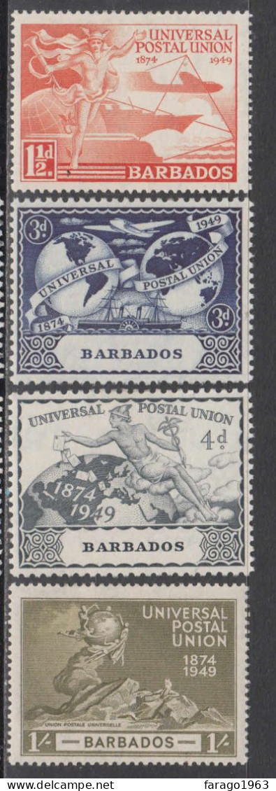 1948 Barbados KGVI UPU Complete Set Of 4 Mint Lightly Hinged - Barbados (...-1966)