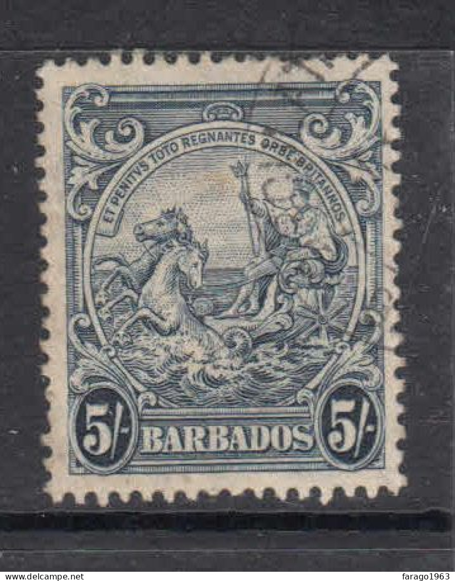 1941 Barbados KGVI 5/- Seahorse Definitive CDS VF Used - Barbados (...-1966)