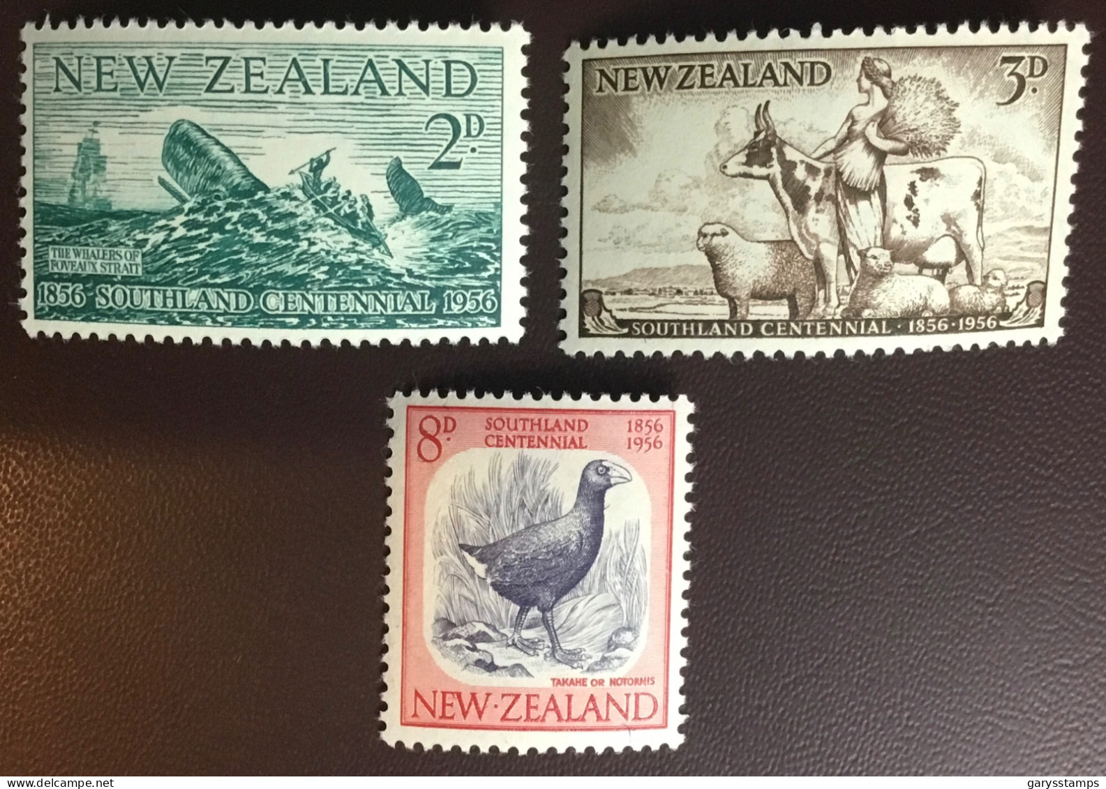 New Zealand 1956 Southland Centennial Whales Animals Birds MNH - Neufs