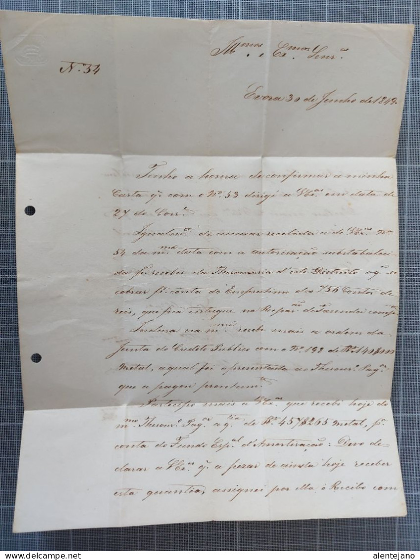 Portugal, 1849, Evora, Lettre Pré Philatélique,  Marque 25 Reis Et Correio D Evora - ...-1853 Prephilately
