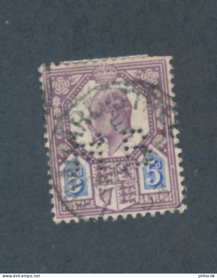 GRANDE-BRETAGNE - N° 113 OBLITERE PERFORE HB - 1902/10 - Perfins