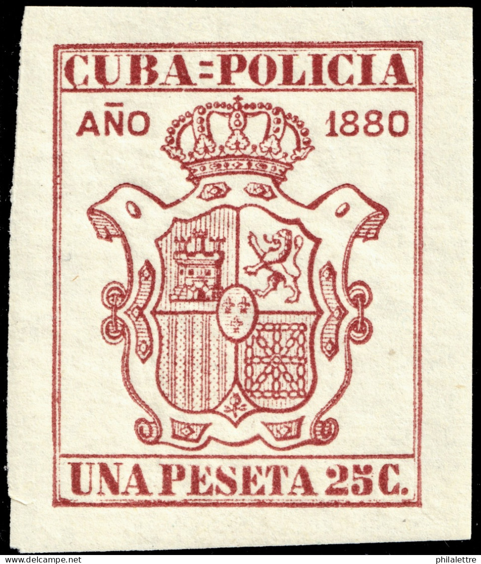 ESPAGNE / ESPANA - COLONIAS (Cuba) 1880 "CUBA-POLICIA" Fulcher 519 1,25 P Carmín Oscuro - Nuevo* - Kuba (1874-1898)