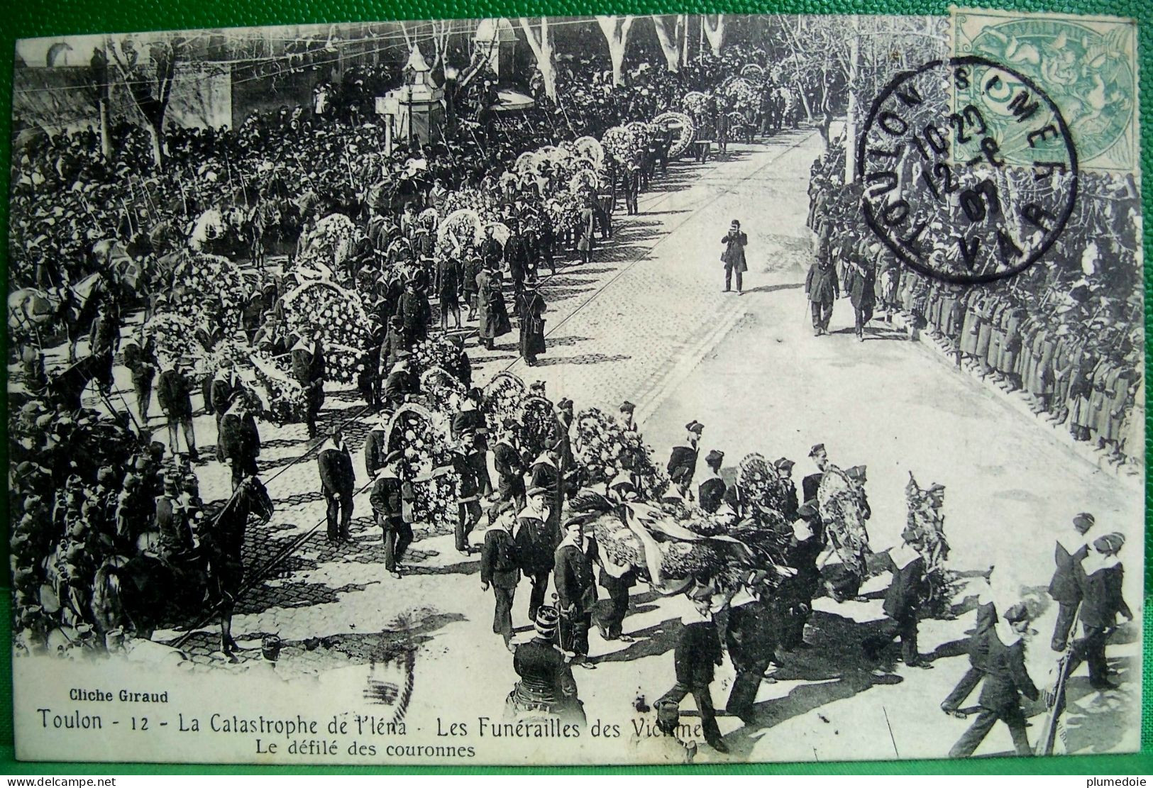 Cpa  EXPLOSION DU CUIRASSE IENA Toulon  FUNERAILLES,  DEFILE DES COURONNES . 1907 MARINS MARINE FRANCAISE  EDIT GIRAUD - Funeral