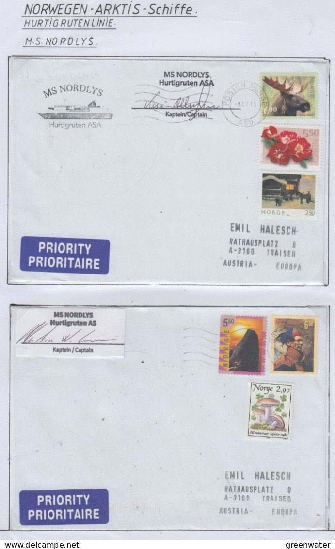 Norway Hurtigruten MS Nordlyss  2 Covers (HI177A) - Barcos Polares Y Rompehielos