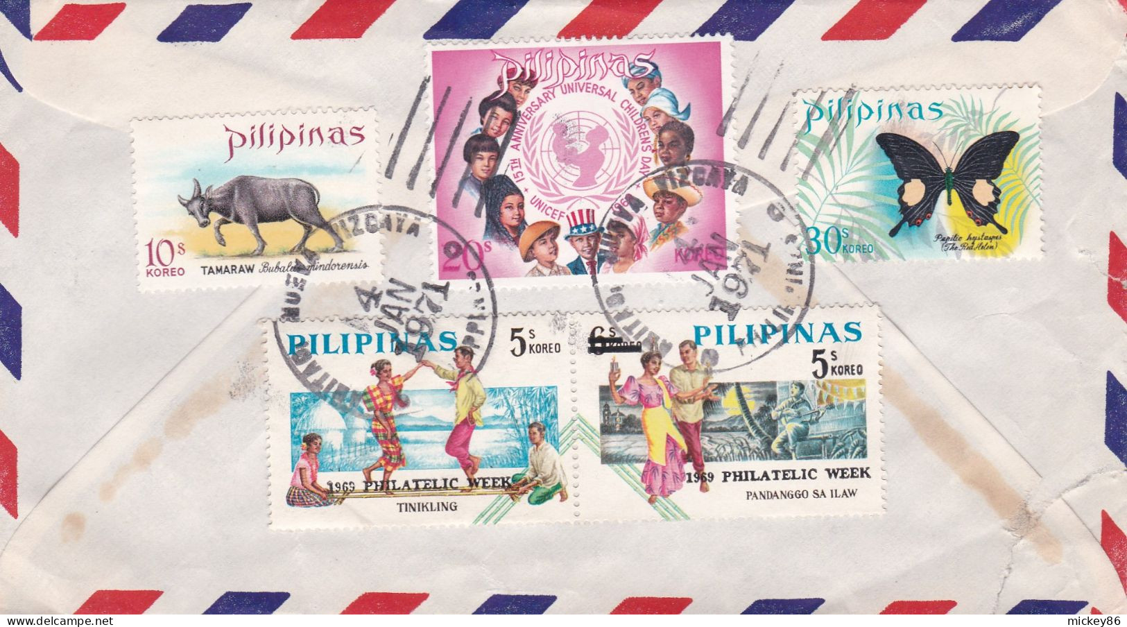 PHILIPPINES--1971--Lettre De MUEVA VISCAYA Pour BRUXELLES (Belgique)--timbres (animal, Papillon,philatelic Week)..cachet - Filippijnen