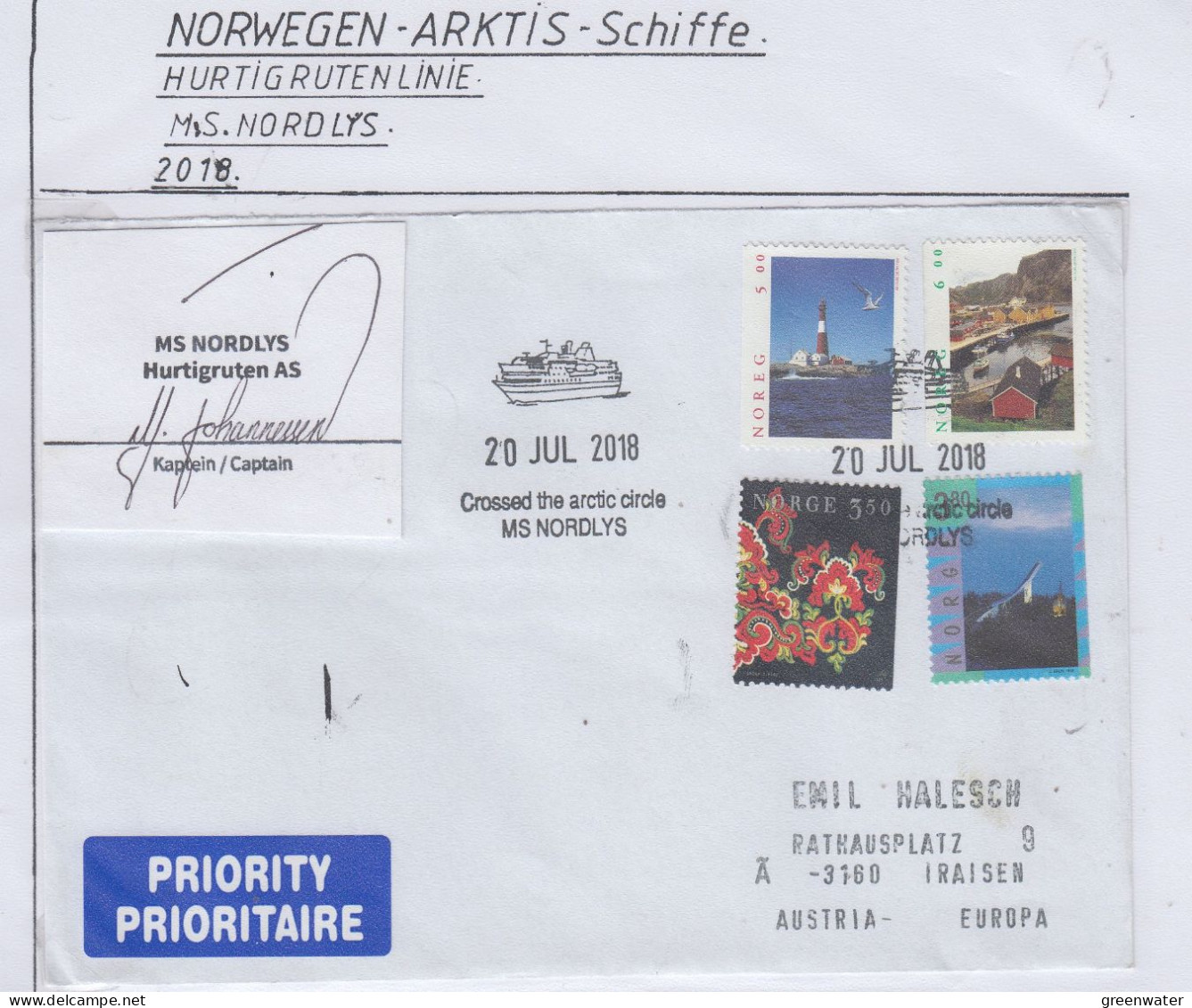 Norway Hurtigruten MS Nordlyss  Cover (HI179) - Navires & Brise-glace