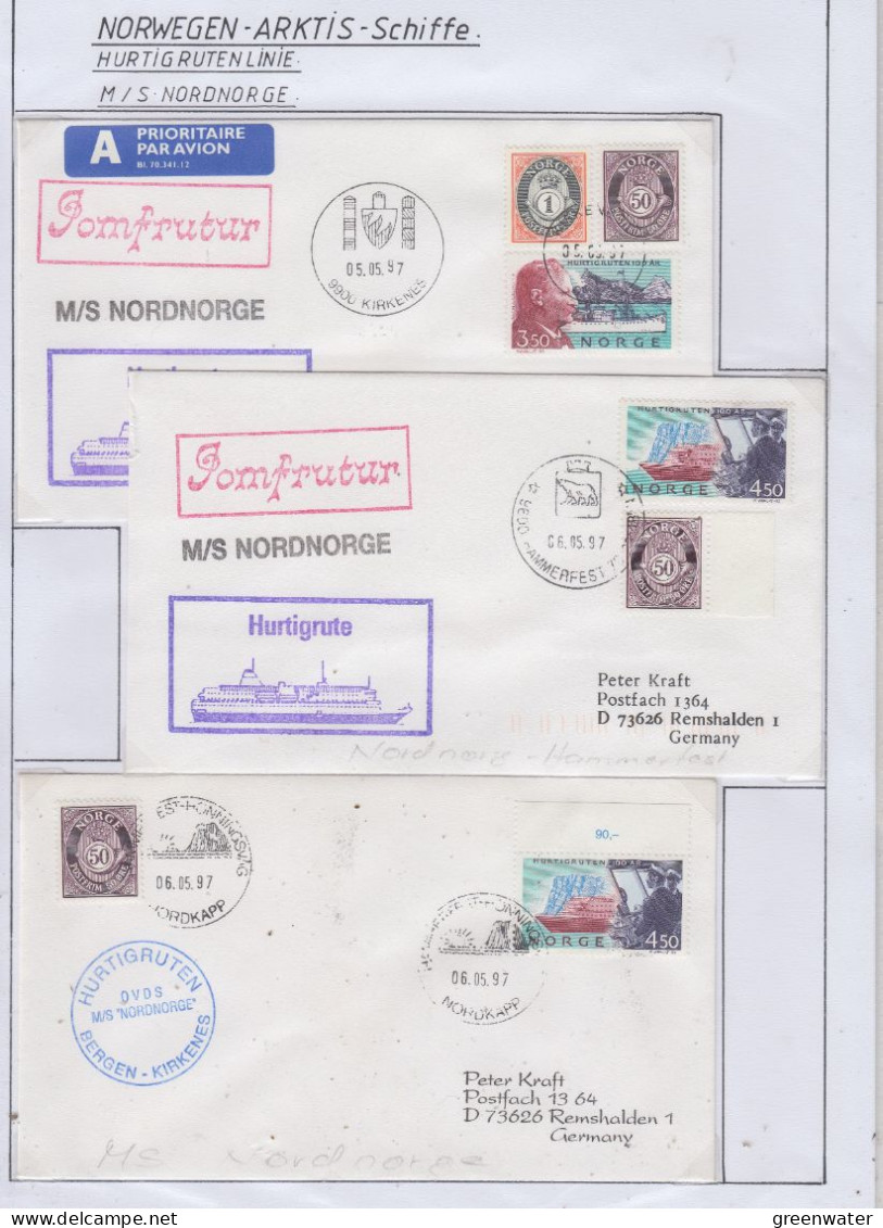 Norway Hurtigruten MS Nordnorge 3 Covers(HI181) - Navires & Brise-glace