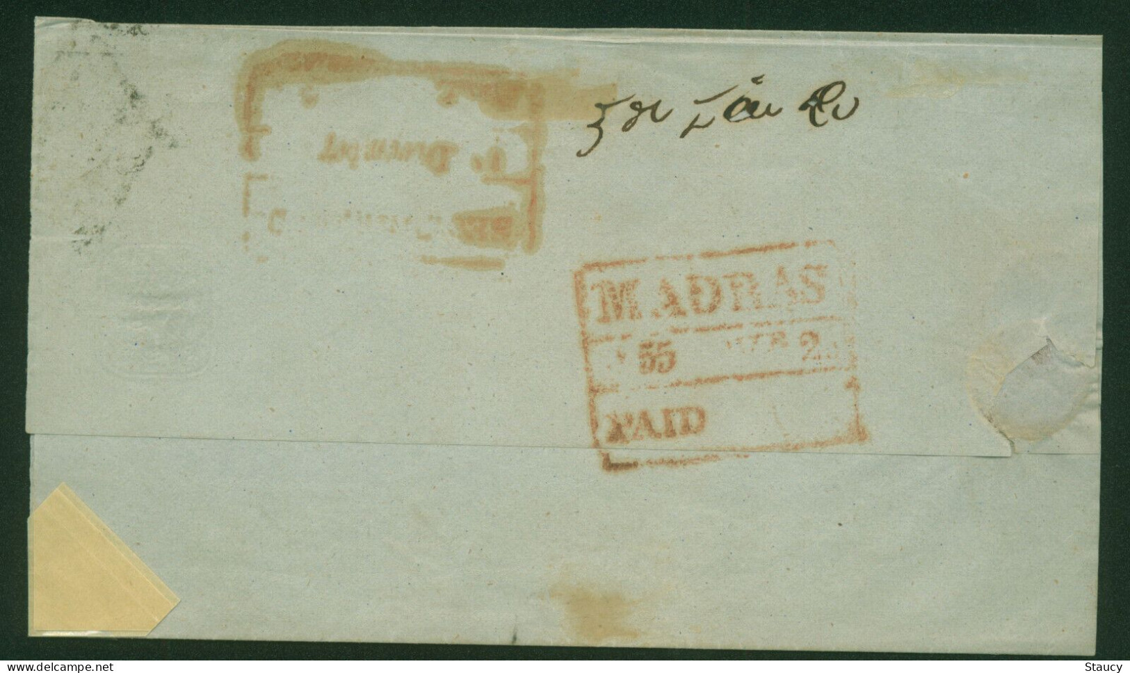 British India 1854 QV 1/2a Half Anna Litho / Lithograph Stamp Franking On Cover Madras To Secunderabad As Per Scan - 1854 East India Company Administration