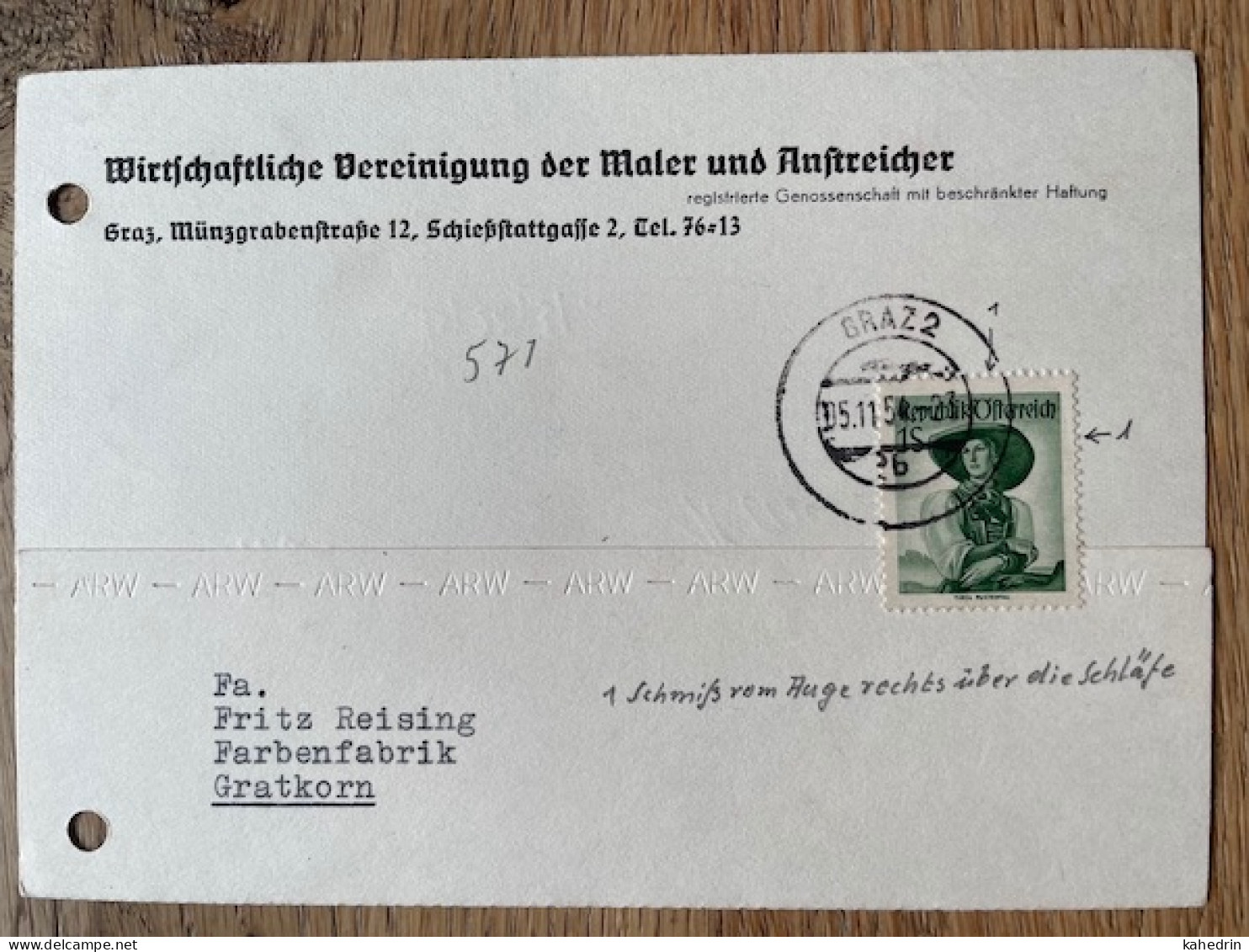 Österreich / Austria 1954, Plattenfehler / Druckzufälligkeit Mi. # 912: Fleck Im Hut - Errores & Curiosidades