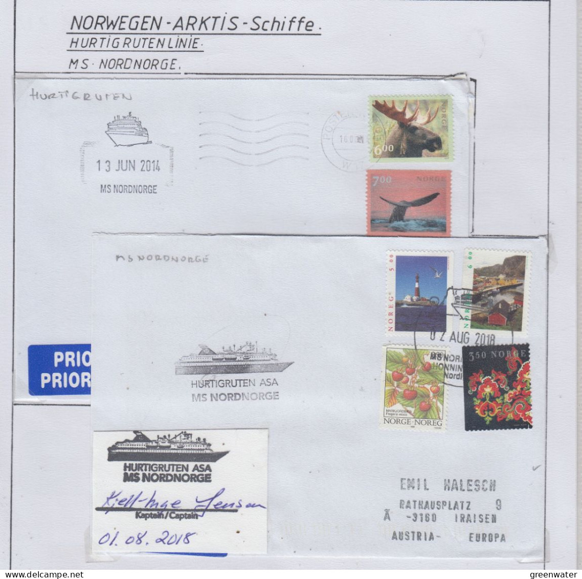 Norway Hurtigruten MS Nordnorge 2 Covers (HI183A) - Barcos Polares Y Rompehielos