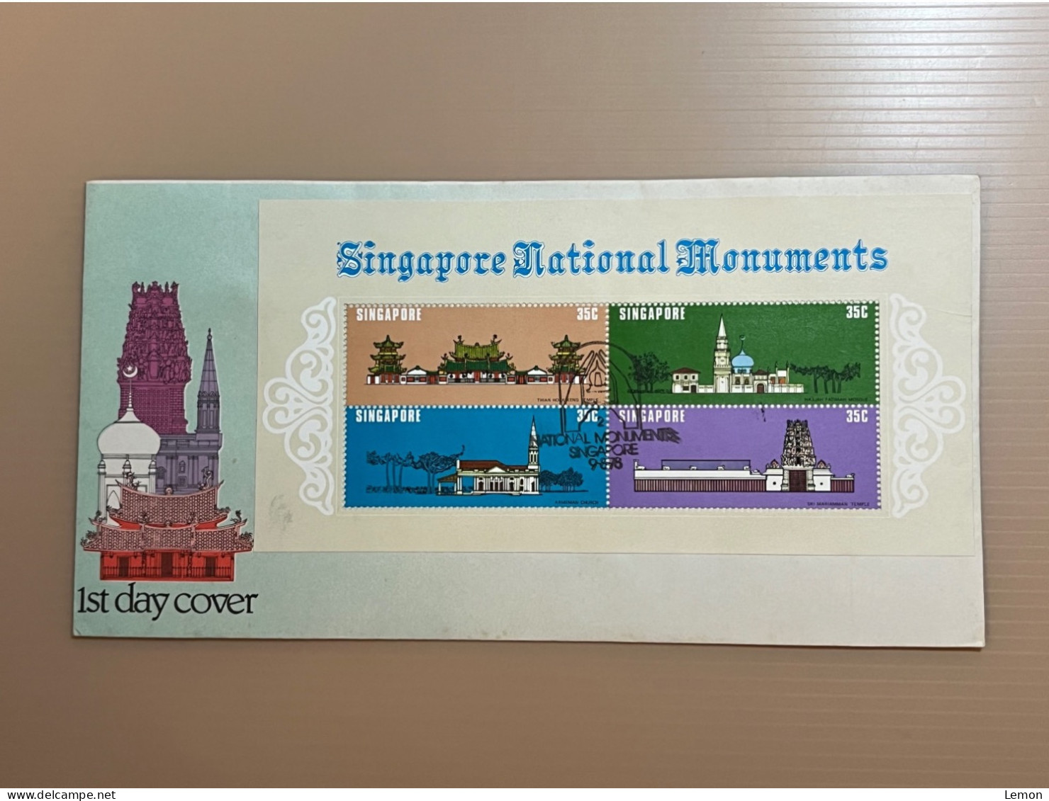 Singapore FDC First Day Cover 1978 - National Monuments Miniature Sheet - Singapur (1959-...)