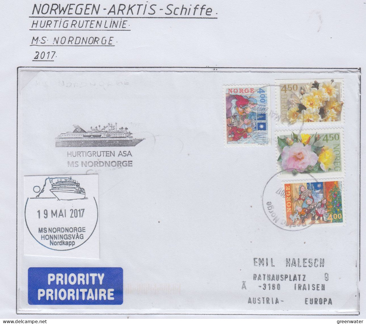 Norway Hurtigruten MS Nordnorge Cover (HI185) - Barcos Polares Y Rompehielos