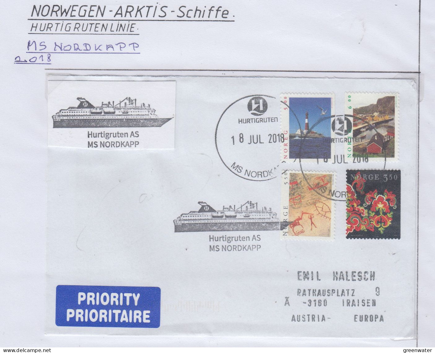 Norway Hurtigruten MS Nordkapp 3 Covers (HI186) - Navires & Brise-glace