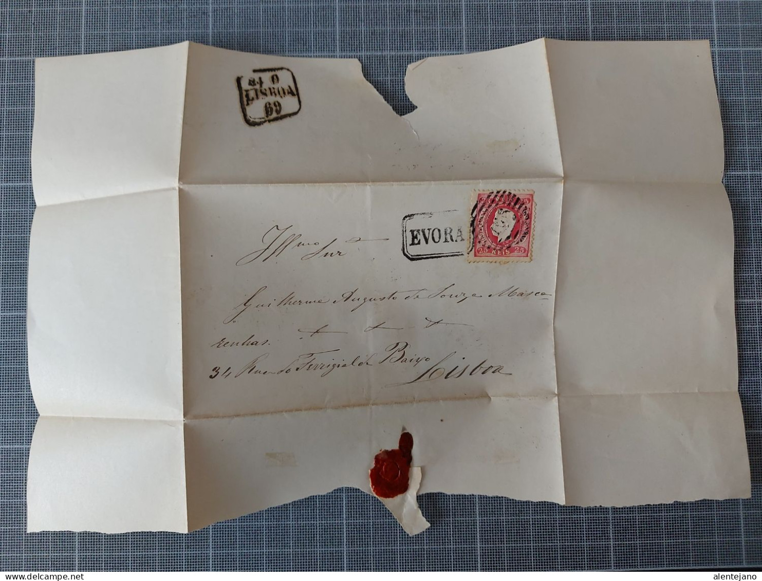 Portugal, 1869, Lettre Evora Pour Lisboa,  Marque 166 Et EVORA, - Cartas & Documentos