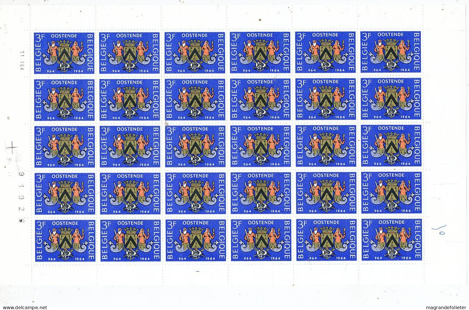 TIMBRE  ZEGEL STAMP  BELGIQUE LOT 10 PLANCHES COMPLETES DE 30 EX.  XX