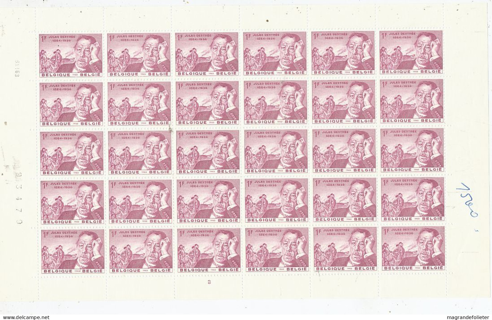 TIMBRE  ZEGEL STAMP  BELGIQUE LOT 10 PLANCHES COMPLETES DE 30 EX.  XX