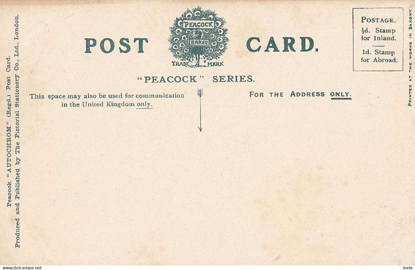 BY17. Vintage Peacock Postcard. Grammar School. Hawkshead. Cumbria - Hawkshead