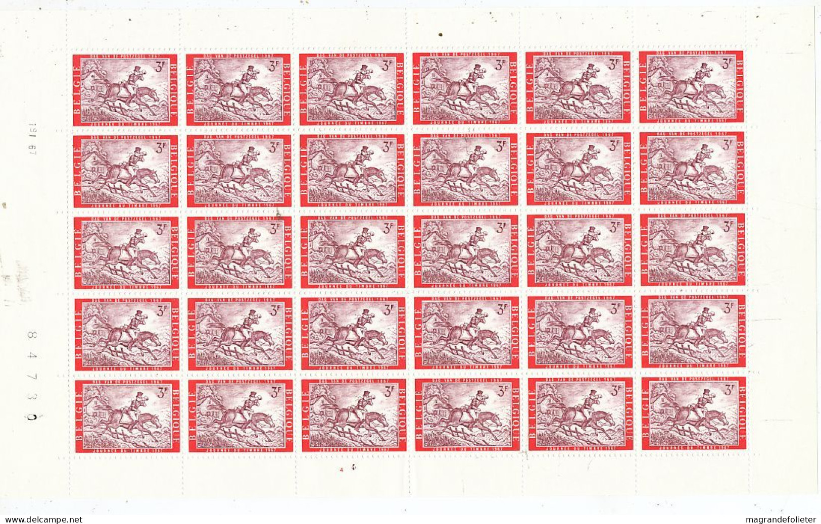 TIMBRE  ZEGEL STAMP  BELGIQUE LOT 10 PLANCHES COMPLETES DE 30 EX.  XX - 1961-1970