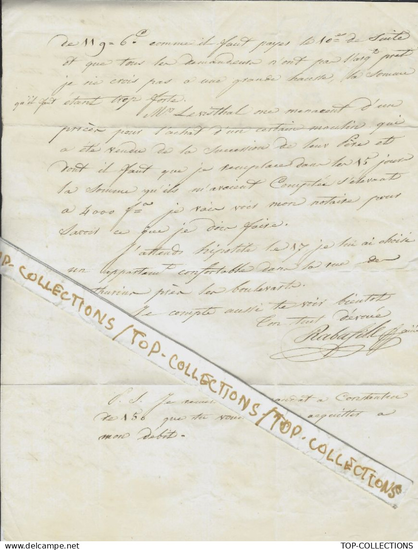 JUDAICA 1838 NEGOCE COMMERCE FINANCE RARE LETTRE FAMILIALE Entre  Raba Fils Ainé  Paris & Elisee Raba Bordeaux V.HIST. - 1800 – 1899