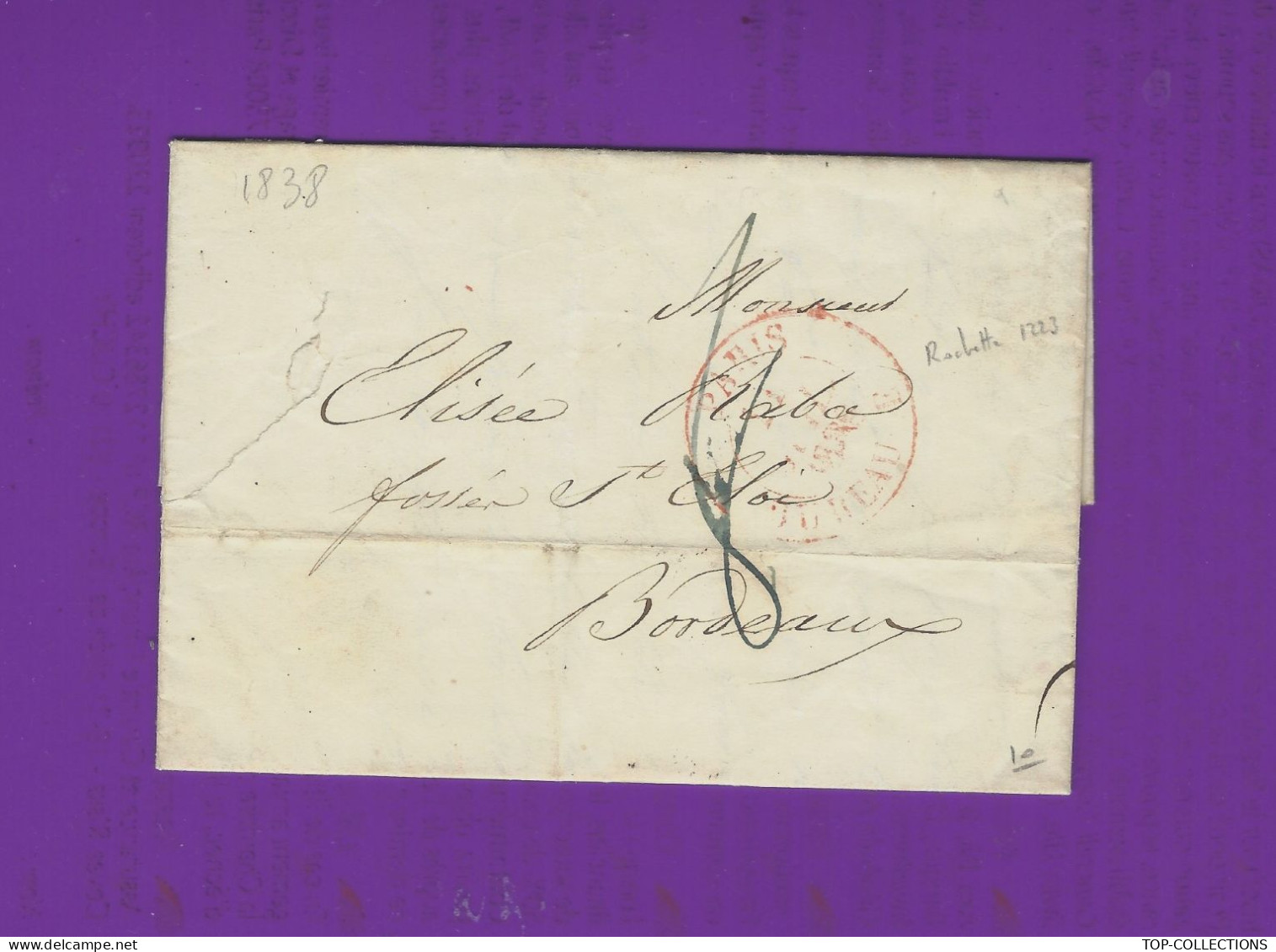 JUDAICA 1838 NEGOCE COMMERCE FINANCE RARE LETTRE FAMILIALE Entre  Raba Fils Ainé  Paris & Elisee Raba Bordeaux V.HIST. - 1800 – 1899