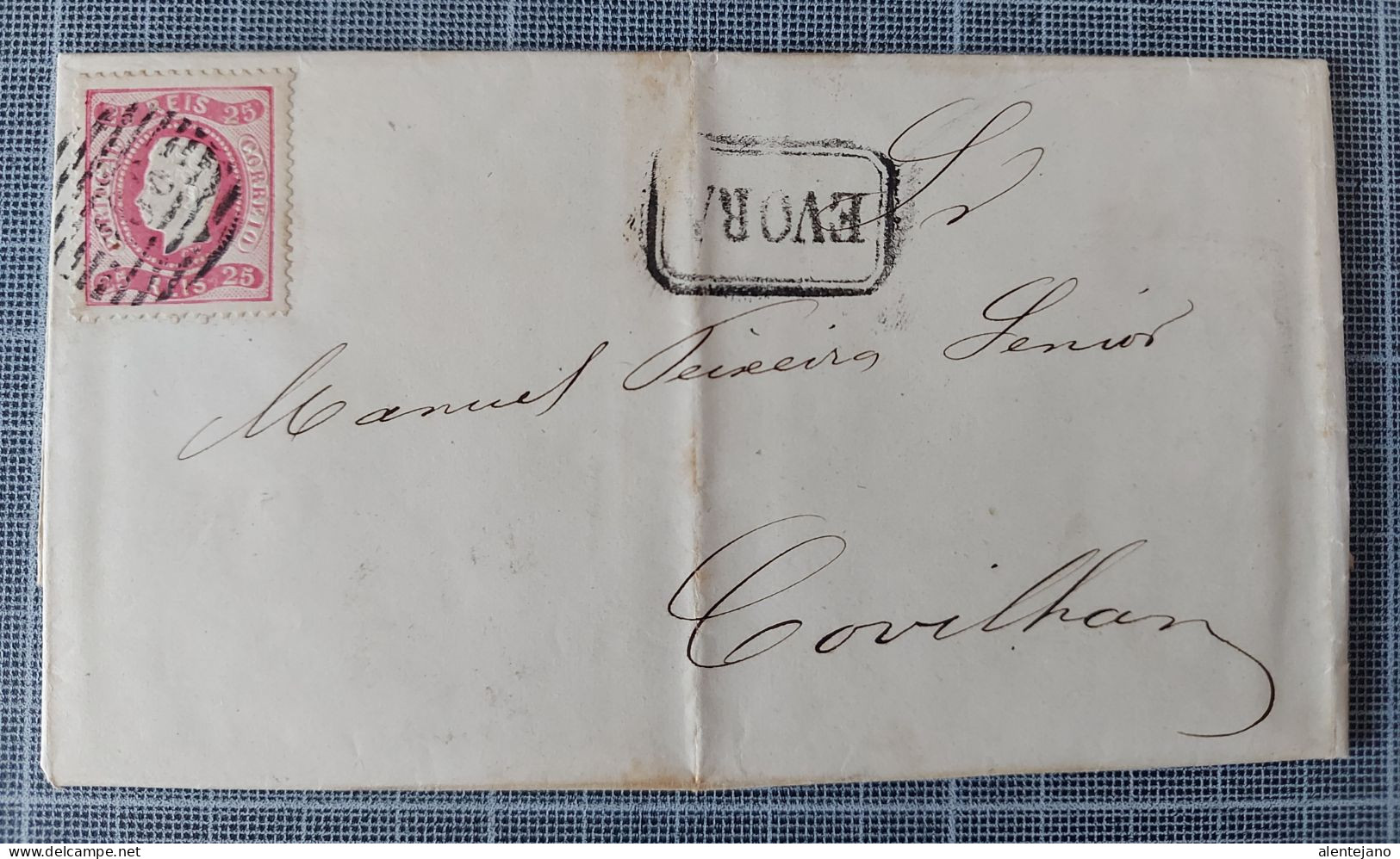 Portugal, 1869, Lettre Evora Pour Covilha,  Marque 166 Et EVORA, - Storia Postale