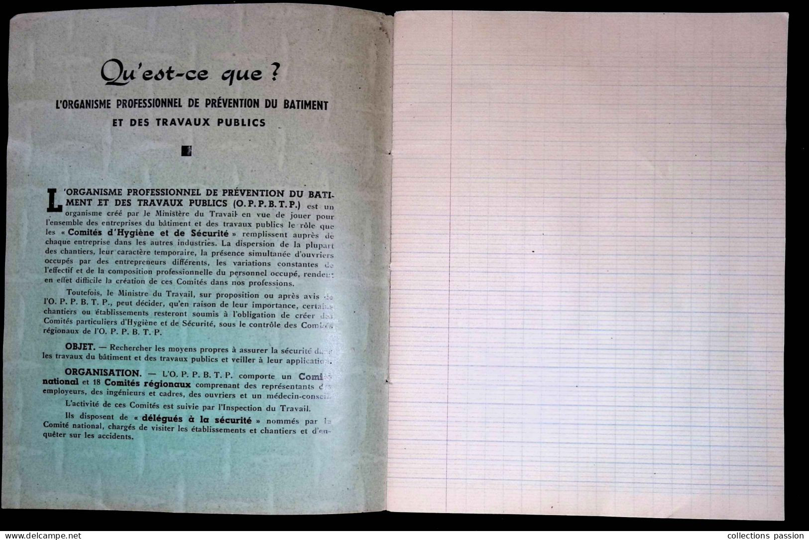 Cahier, Comité Régional De Prévention Du Bâtiment Et Des Travaux Publics De Limoges, Vierge, 3 Scans, Frais Fr 3.95 E - Andere & Zonder Classificatie