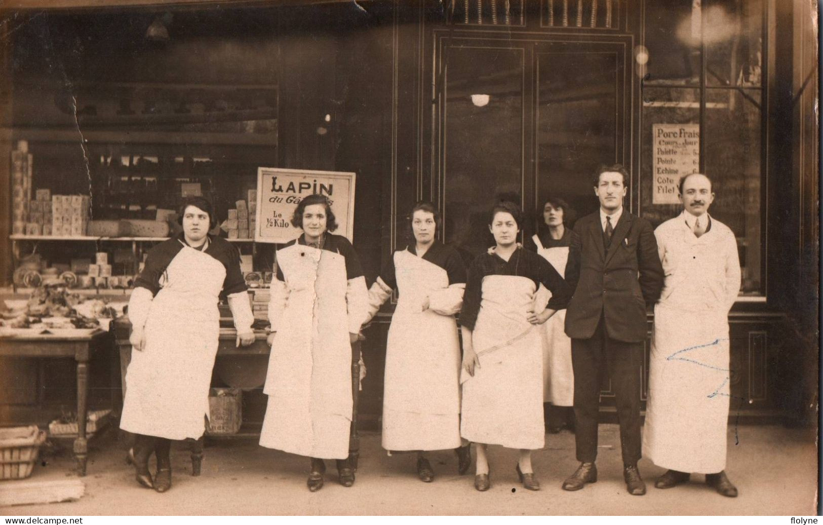 Breteuil - Carte Photo - Devanture Commerce Magasin Boucherie - Boucher Métier - 1925 - Breteuil