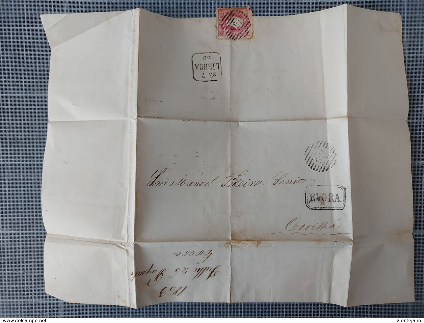 Portugal, 1869, Lettre Evora Pour Covilha,  Marque 166 Et EVORA, - Lettres & Documents