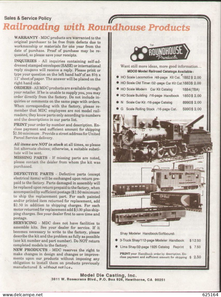 Catalogue ROUNDHOUSE 1991  June The Old Timer Line - Inglés