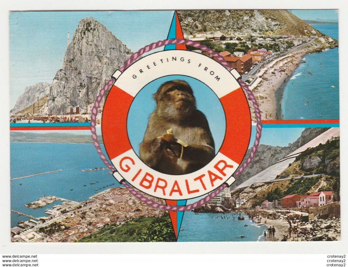 GIBRALTAR N°82 En 4 Vues Avec Singe Dans Une Bouée - Gibraltar