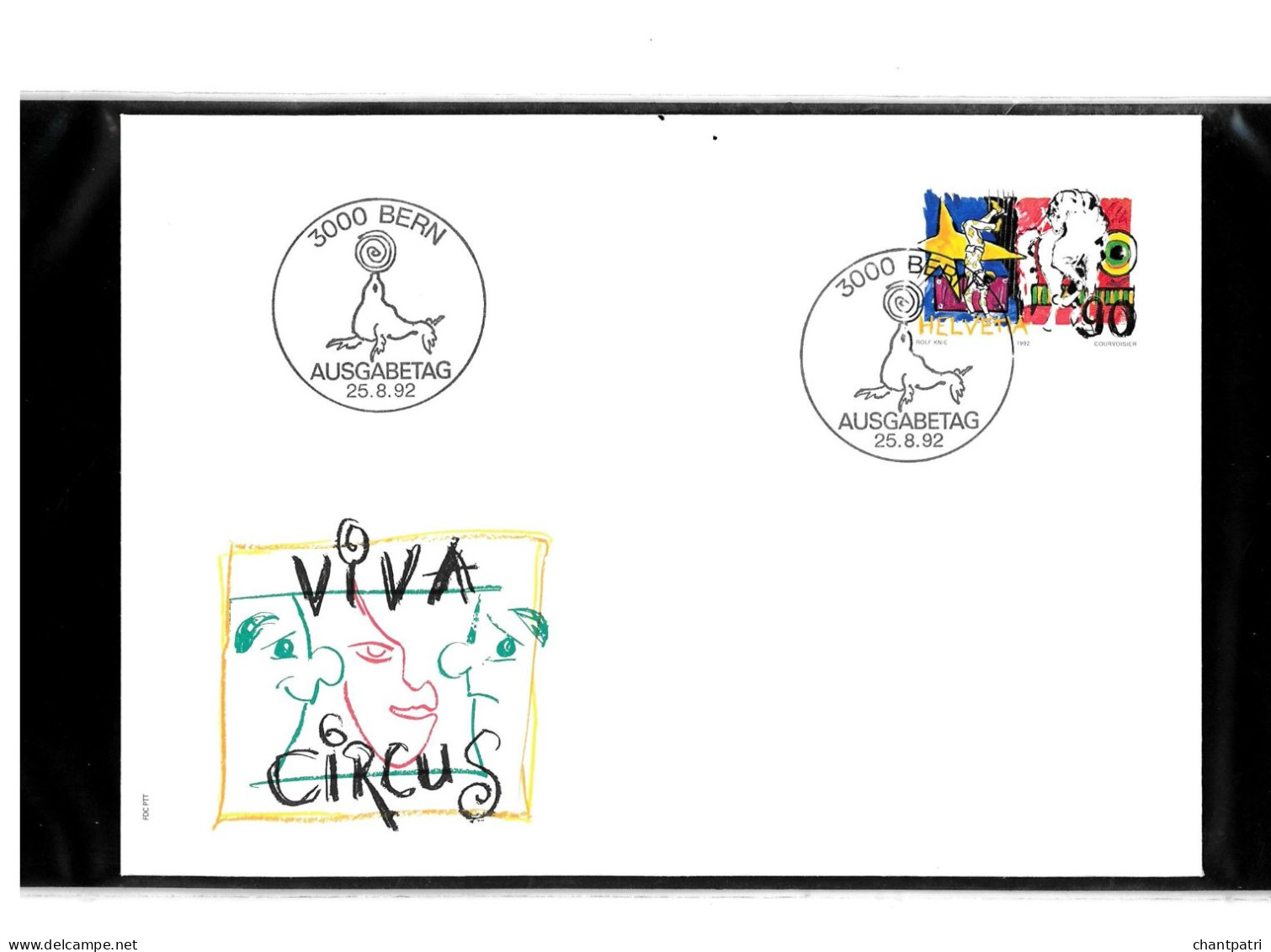 3000 Bern - Viva Circus - Ausgabetag - 25 08 1992 - Beli FDC 015 - Lettres & Documents