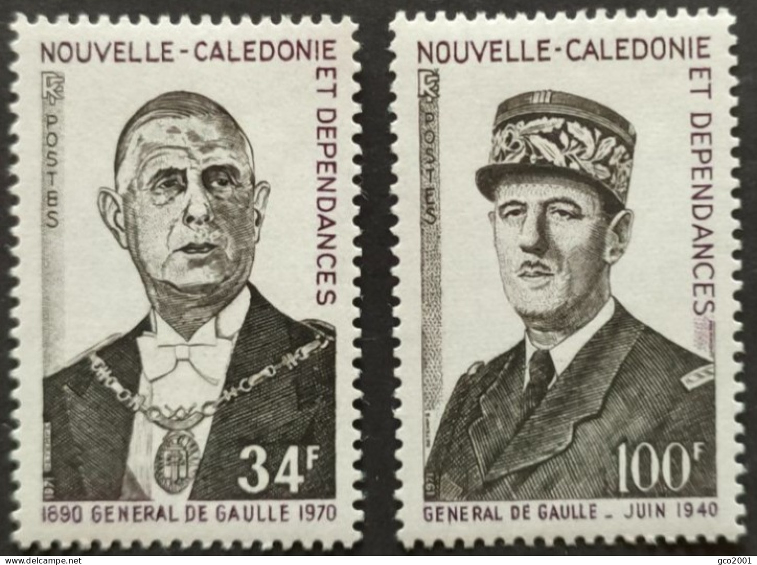 NOUVELLE-CALEDONIE / YT 377 - 378 / CELEBRITE - GENERAL CHARLES DE GAULLE / NEUFS ** / MNH - Ongebruikt