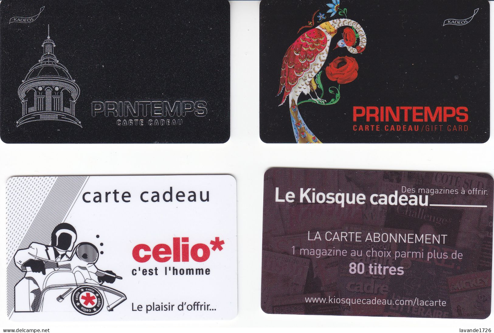 LOT De 4 Cartes Cadeaux Tres Bon état - Cartes De Fidélité Et Cadeau