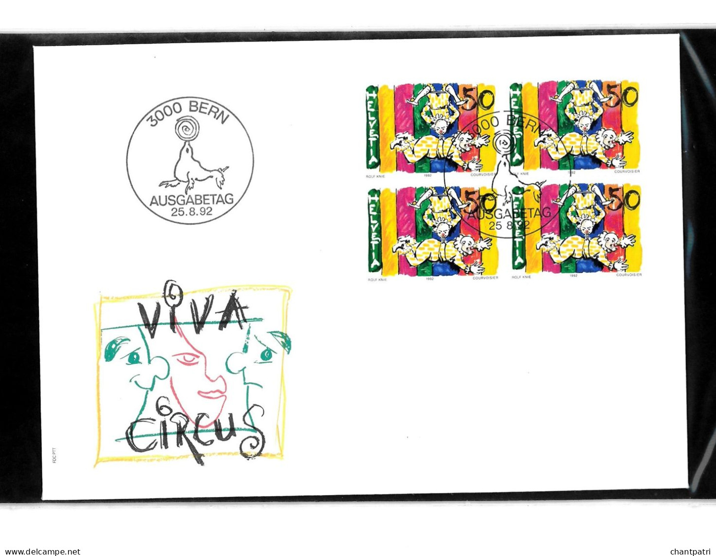 3000 Bern - Viva Circus - Ausgabetag - 25 08 1992 - Beli FDC 016 - Brieven En Documenten