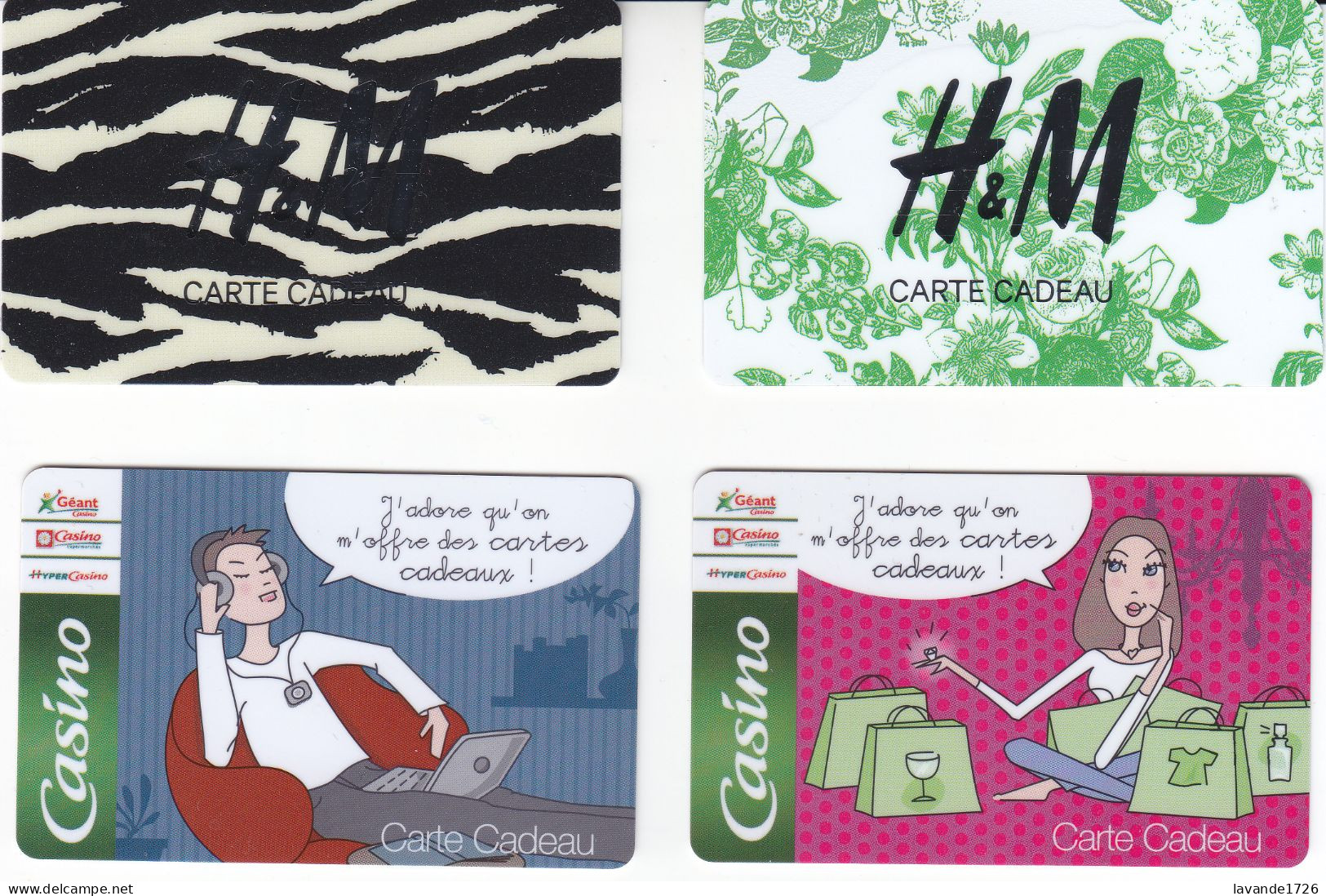 LOT De 4 Cartes Cadeaux Tres Bon état - Cartes De Fidélité Et Cadeau