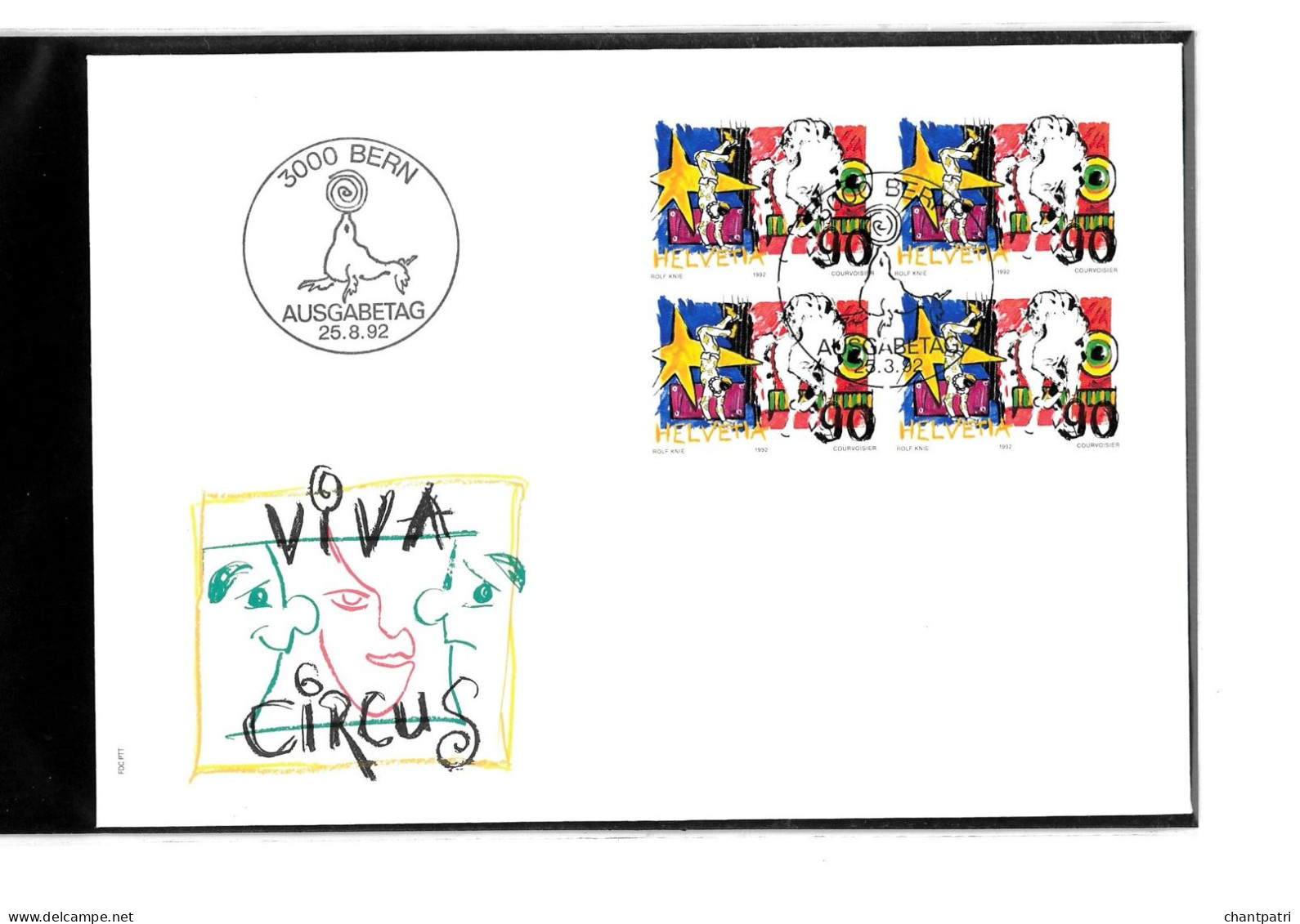 3000 Bern - Viva Circus - Ausgabetag - 25 08 1992 - Beli FDC 019 - Brieven En Documenten