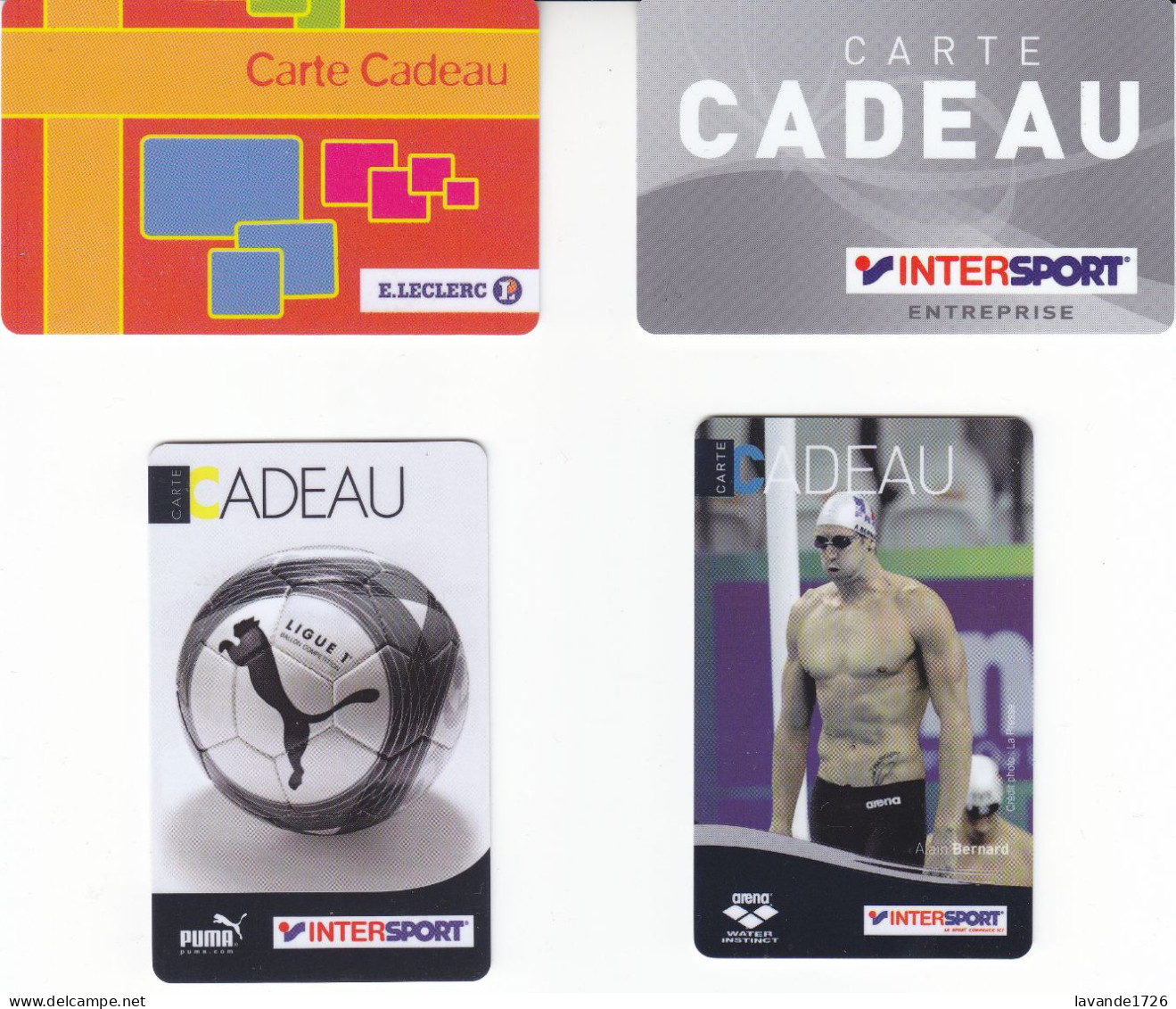 LOT De 4 Cartes Cadeaux Tres Bon état - Tarjetas De Fidelización Y De Regalo