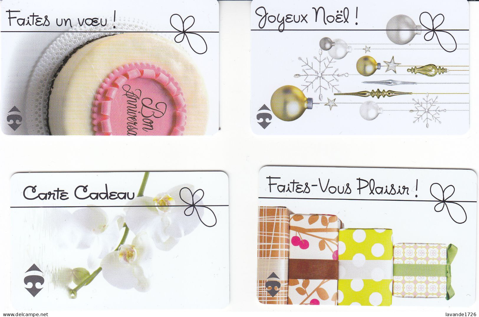 LOT De 4 Cartes Cadeaux Tres Bon état - Tarjetas De Fidelización Y De Regalo