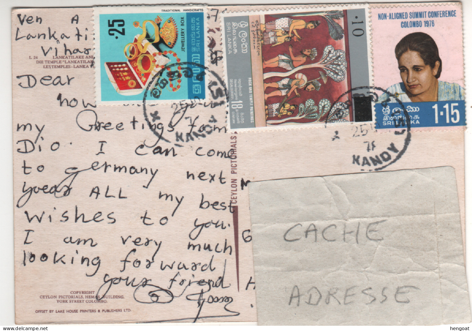 Timbres , Stamps " Boite à Bijoux , Peintures Dans Un Temple , Conférence Non Alignés Colombo" Sur CP , Carte , Postcard - Sri Lanka (Ceylan) (1948-...)