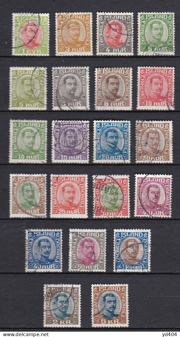 IS014 – ISLANDE – ICELAND – 1920/22 – KING CHRISTIAN X FULL SET – SC # 108/28 USED 208 € - Usados