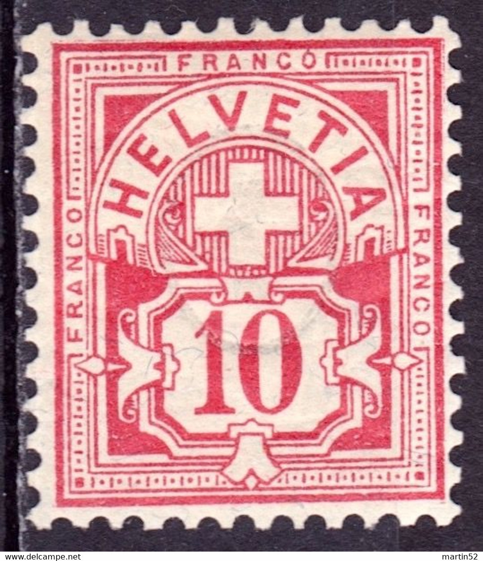 Schweiz Suisse 1894: Faser-Papier Melée Zu 61B Mi 54Y Yv 67 (10c) ** Postfrisch MNH (Zu CHF 24.00) - Unused Stamps