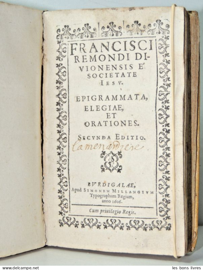 Rare. 1669. Ex manuscrit de Jean de la Fontaine. Caroli de la Rue. Idyllia.