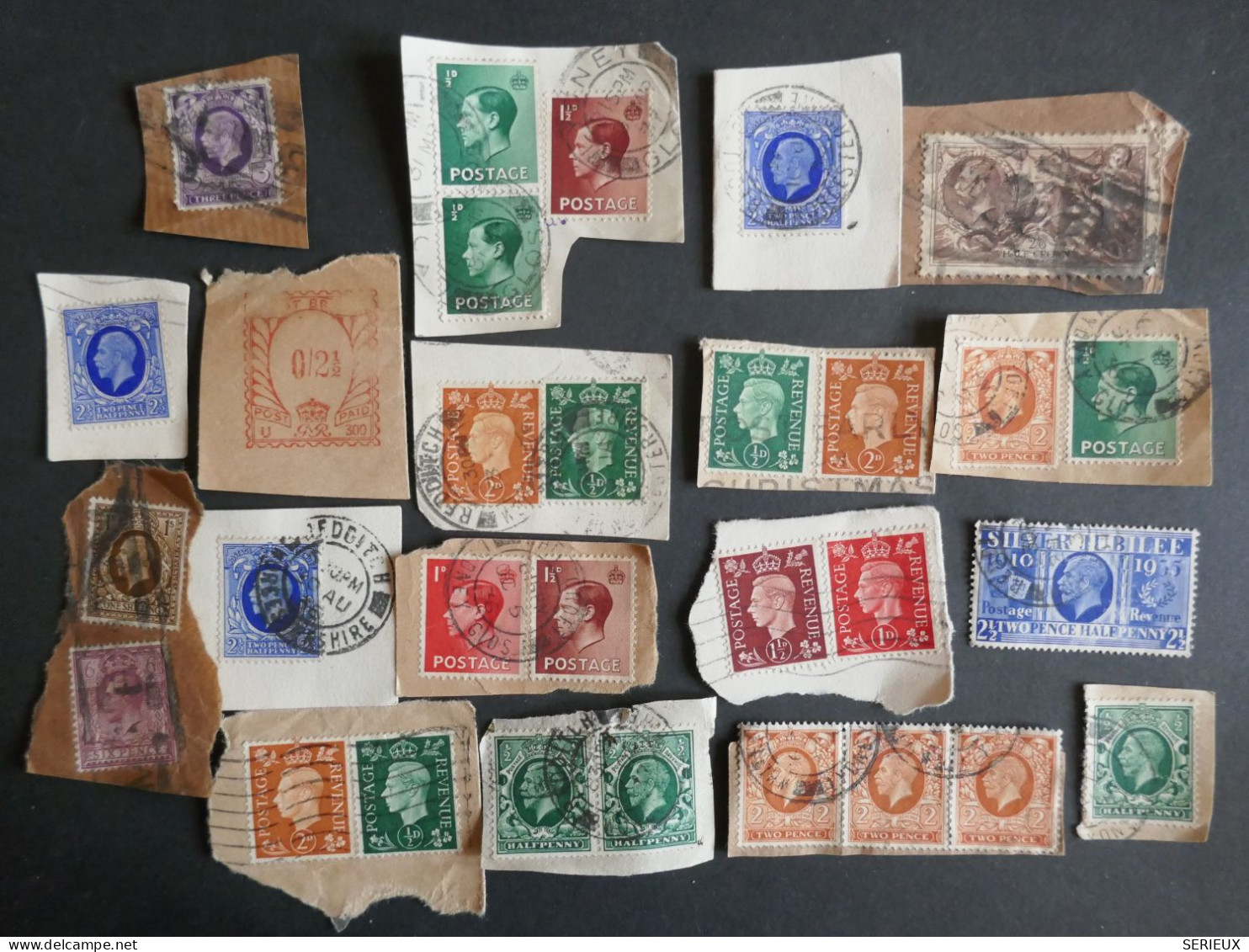 DJ 17 GREAT BRITAIN  LOT DE TP SUR FRAGMENTS LETTRES  .ENVIRON   1935+ + - Autres & Non Classés