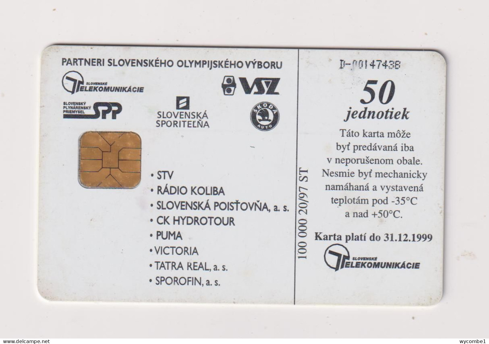 SLOVAKIA  - Winter Olympics Chip Phonecard - Slovakia
