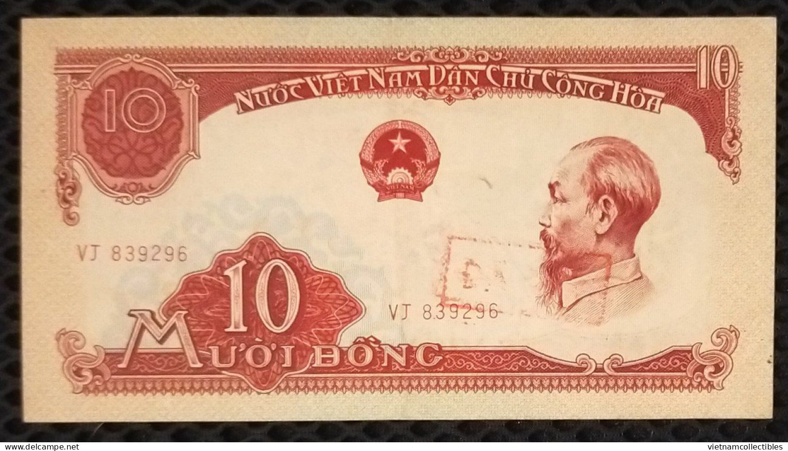 North Vietnam Viet Nam 10 Dong VF Banknote 1958 With Handstamp Of DA THU (means RECALL) - Pick # 74 / 02 Photos - Vietnam