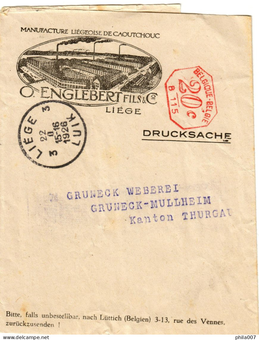 EMA Meter Freistempel B115 Pub Advertiing Caoutchouc Liège 1926 - ...-1959